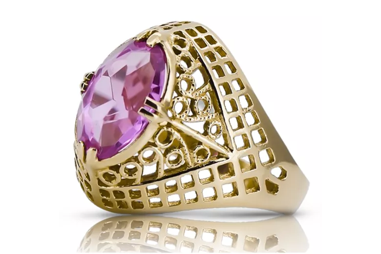 Ring Vintage Stil Amethyst 14 Karat Gelbgold vrc030y